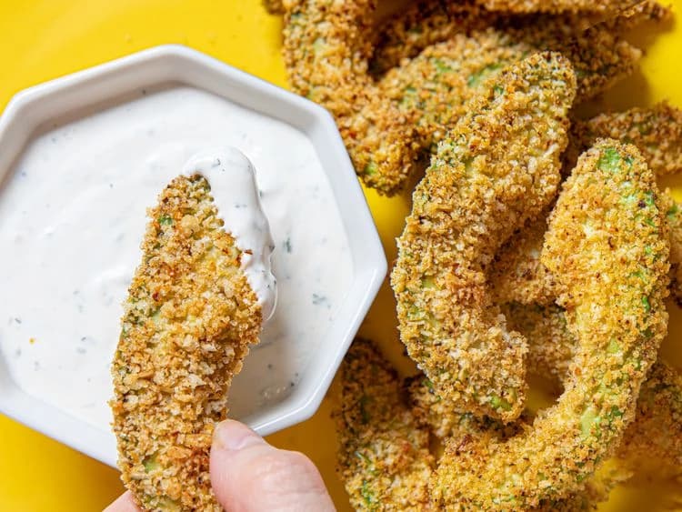 Golden brown avocado fries