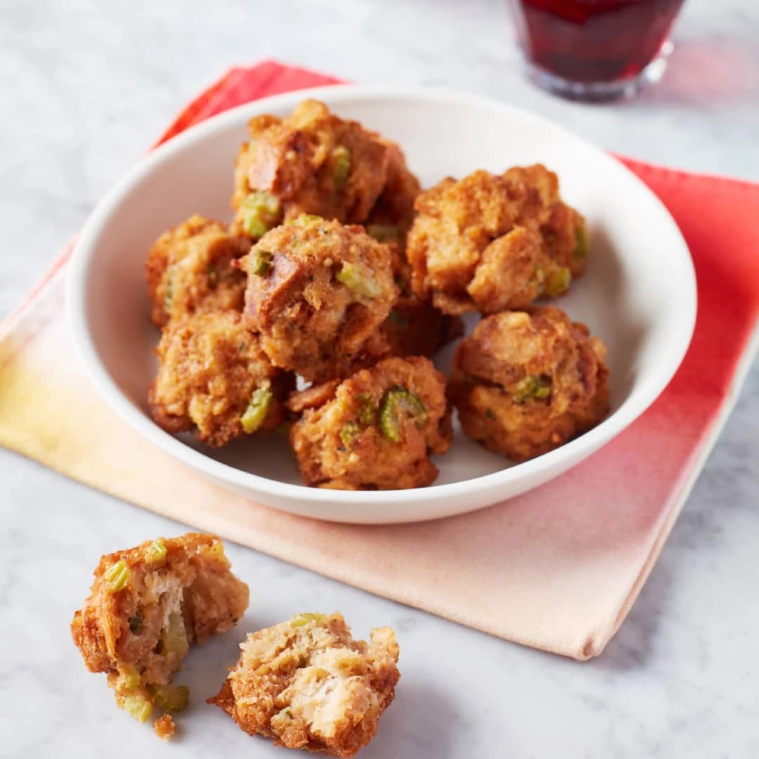 Crispy stuffing hushpuppies with gravy