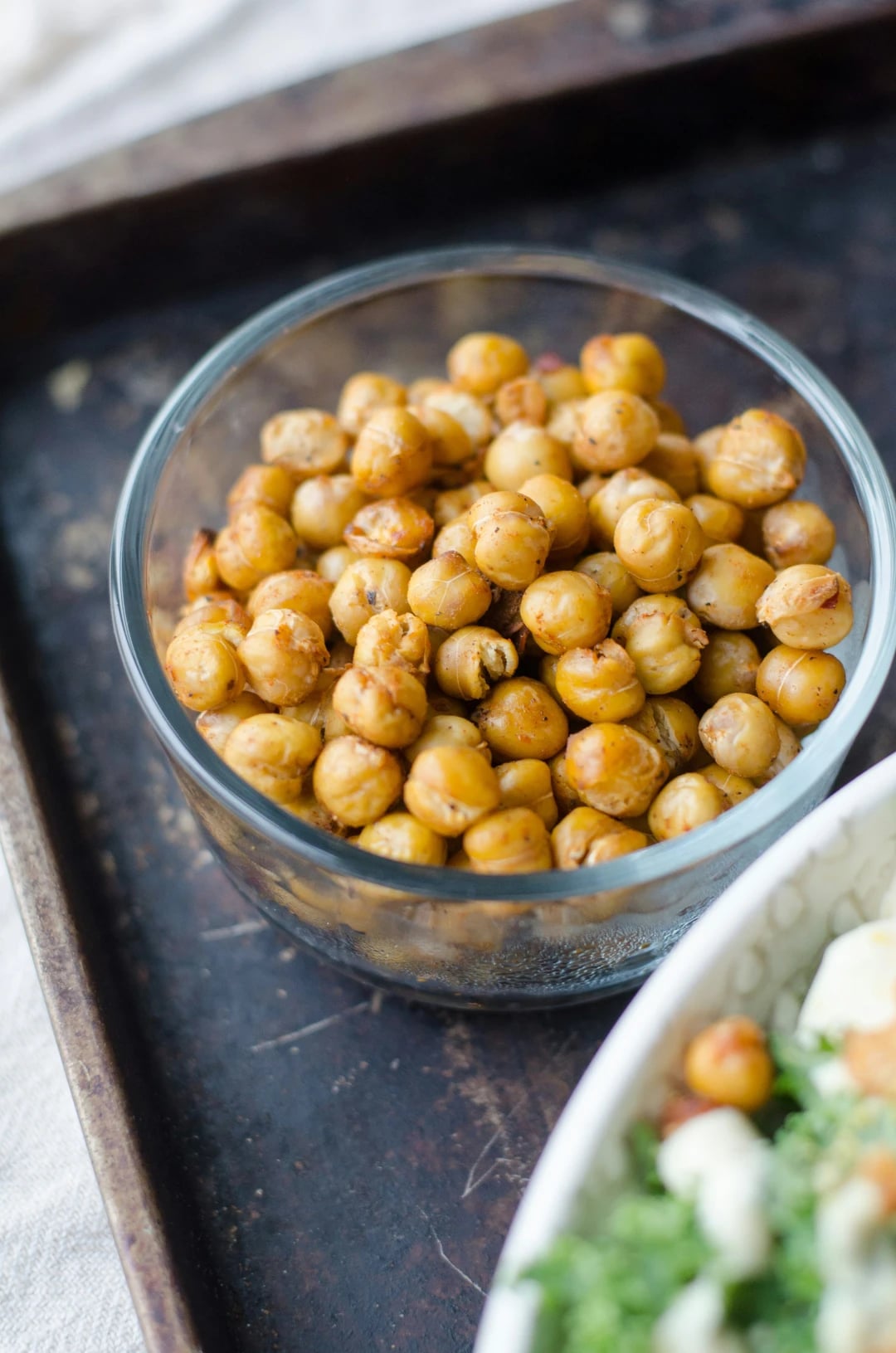 Crispy air fried chickpeas in a bowl